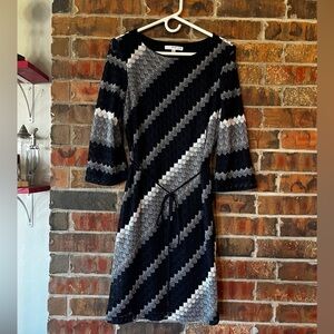 Studio One New York Women’s Blue Lace Zig Zag Print Dress Size:10